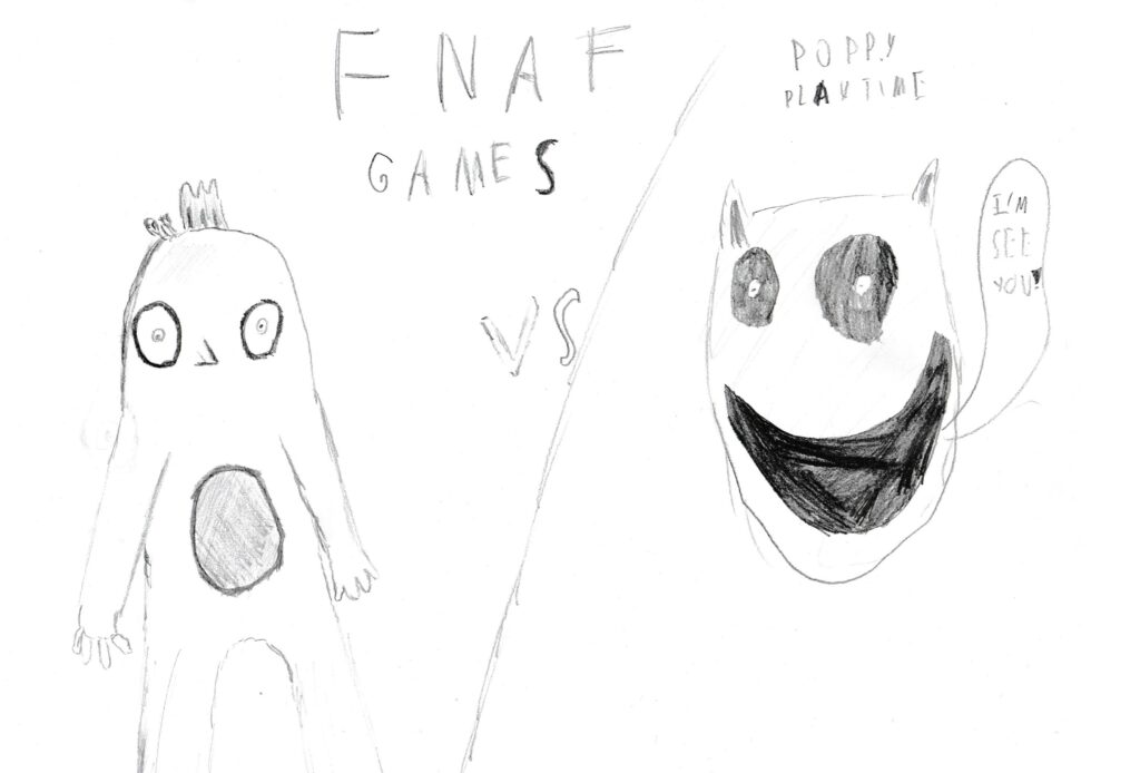 Dwie postacie z popularnej gry Fnaf - m.in. Poppy Playtime.